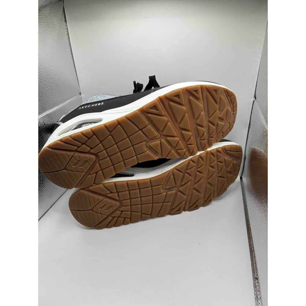 Skechers Uno Sparkle Motion Women's 8 Black Iridescent Rhinestone Sneaker Glam - Picture 6 of 6